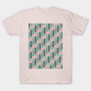 Geometric Sage and Olive Green and Pink T-Shirt